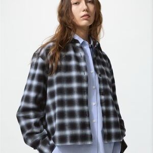 Uniqlo Flannel Boxy Shirt (Ombré Check) size XS